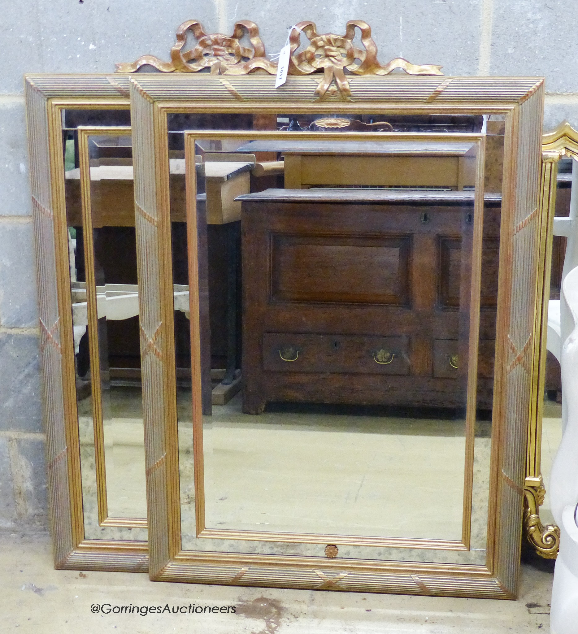 A pair of modern George III Style rectangular wall mirrors. W-71, H-106cm